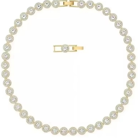 NEW 18K GOLD PLATED TENNIS NECKLACE – CLASSIC ROUND CUT CRYSTAL - Picture 5 of 5